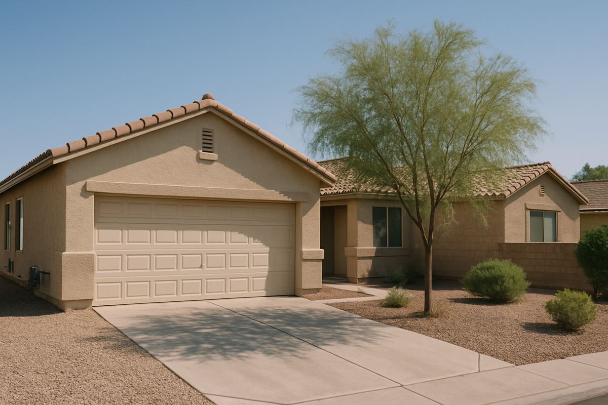 Single-story Las Vegas rental house with a gravel yard