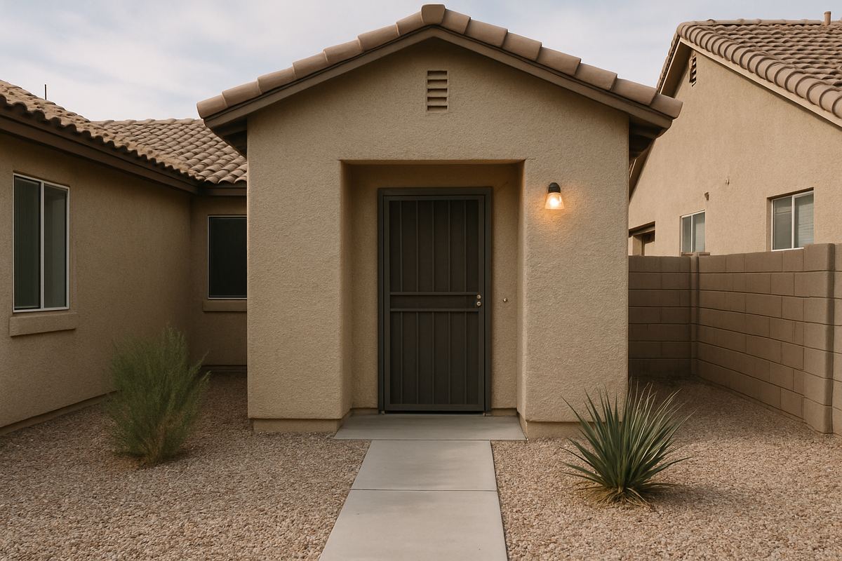 Security screen door on a Las Vegas rental home