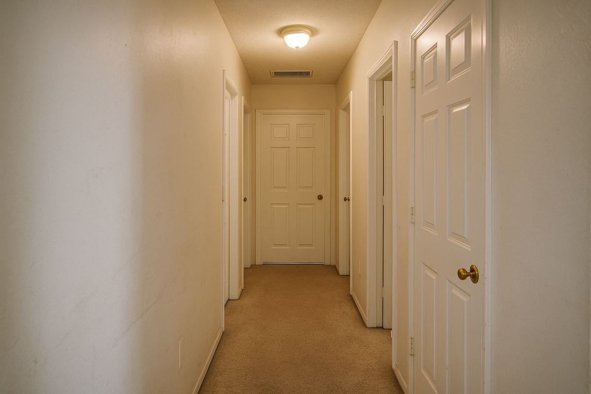 Hallway of a roommate rental house near campus