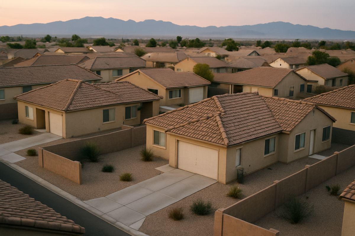 Neighborhood of stucco rental homes across the Las Vegas valley
