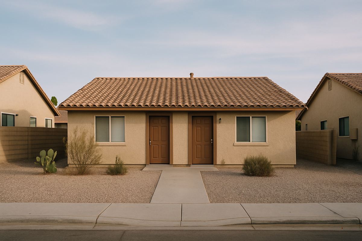 Stucco duplex rental in the Las Vegas valley