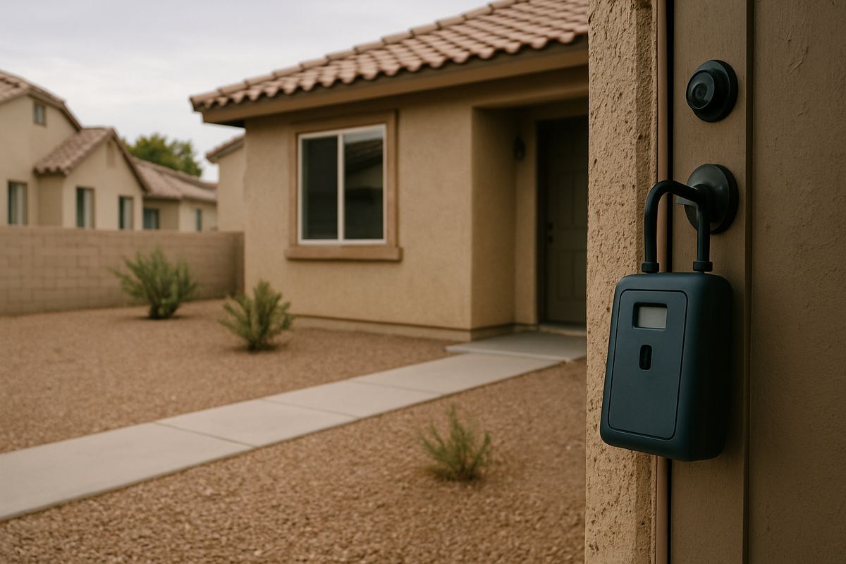 Lockbox on the front door of a tenant-occupied rental