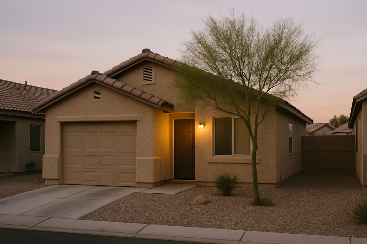 Long-held Las Vegas rental house at dusk