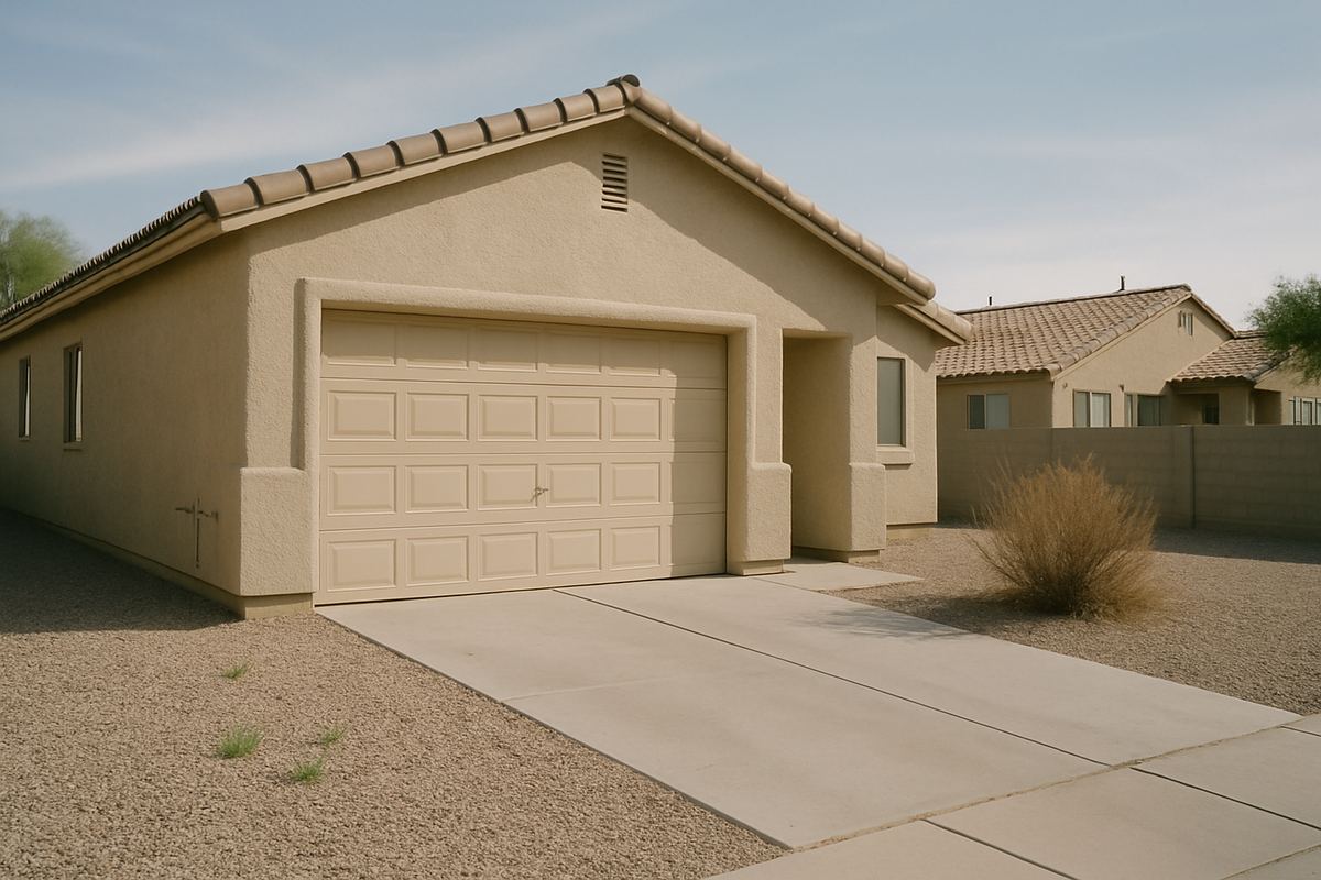 Gravel yard at an empty Las Vegas rental house